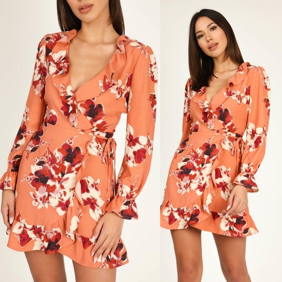 Surplice Ruffle Flounce Wrap Dress Sold by Vici - Picture 3 of 7